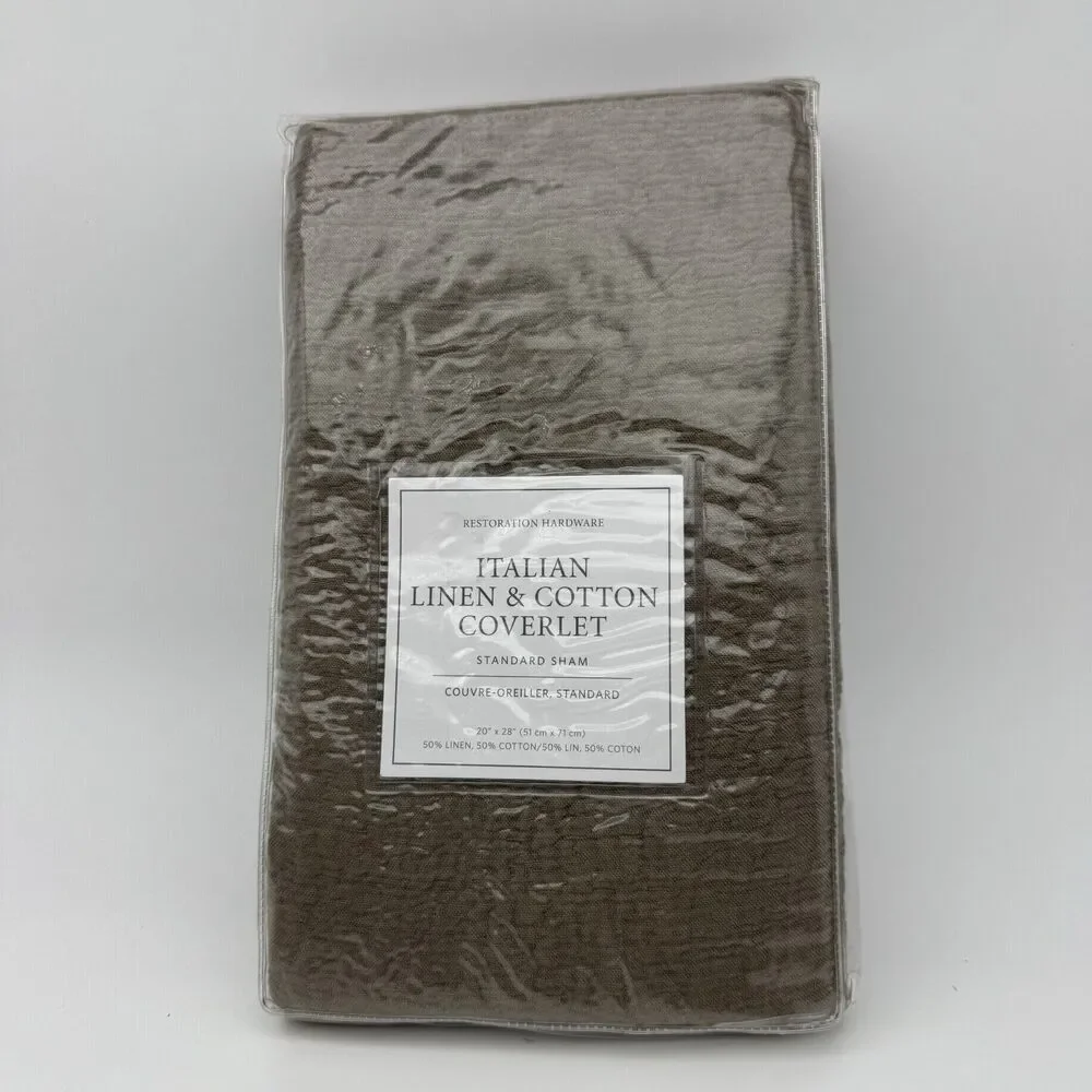 Restoration Hardware Italian Linen & Cotton Coverlet Standard sham Silver Sage